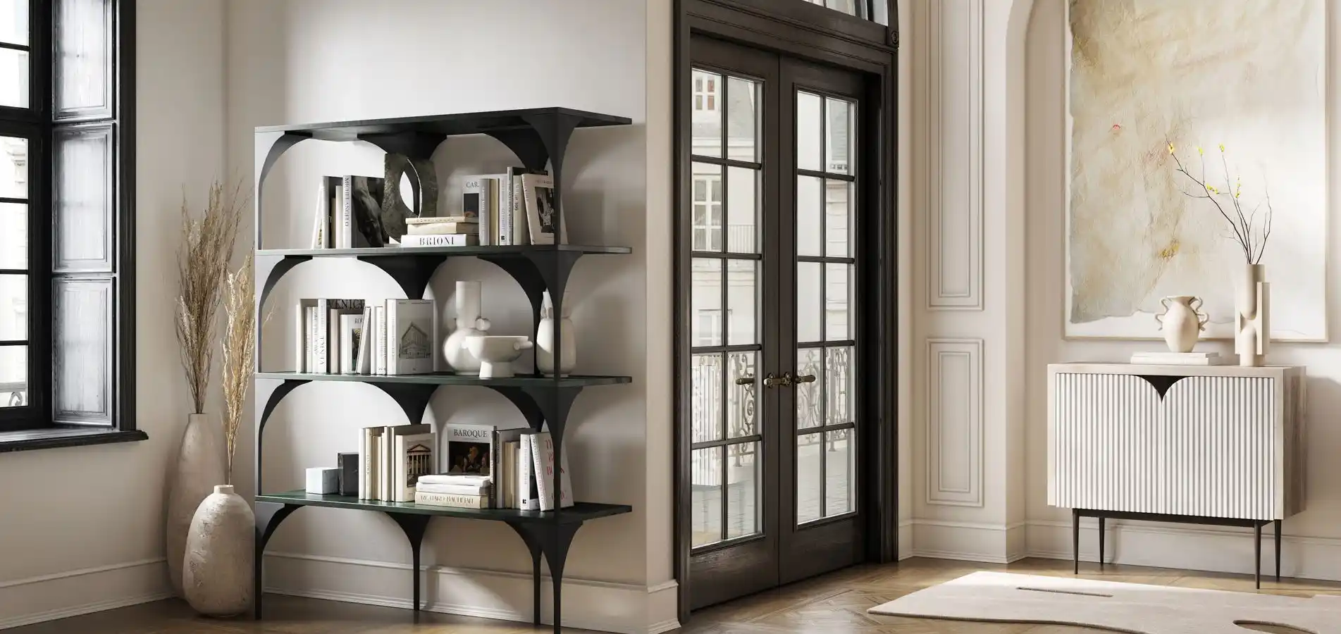 Modern bookcase designed by Calvin Mai