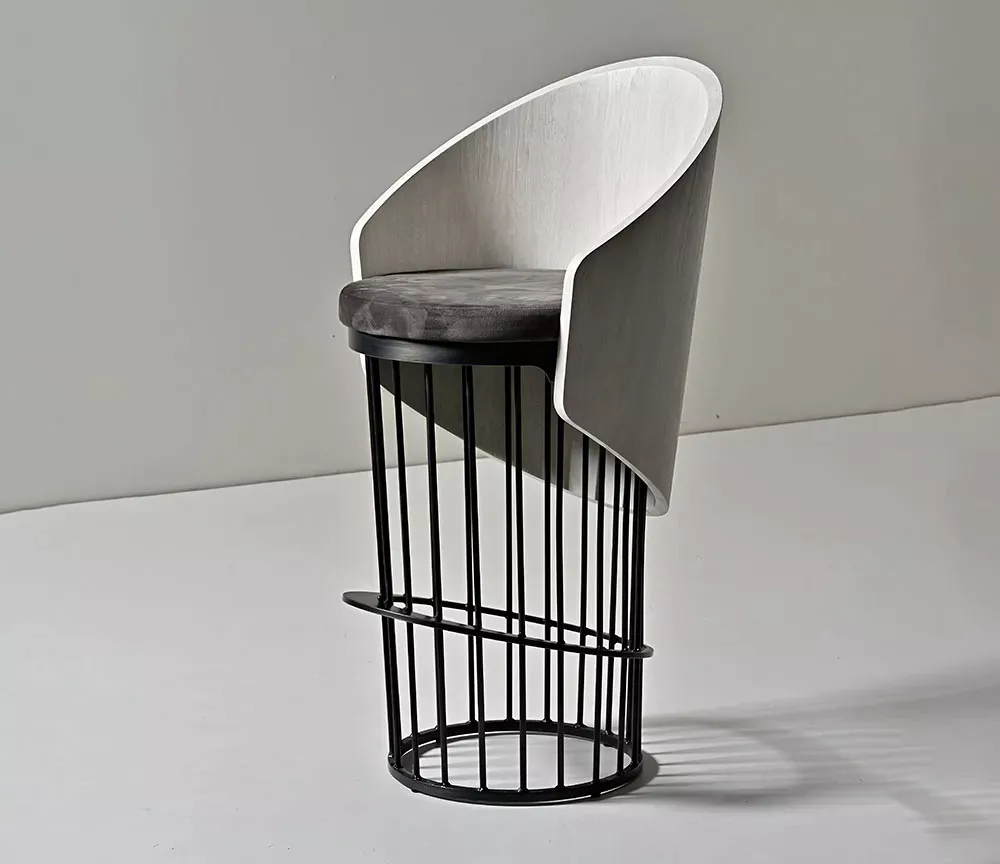 Modern thimble inspired Bar Chair designed for AbnerHenry by Calvin Mai