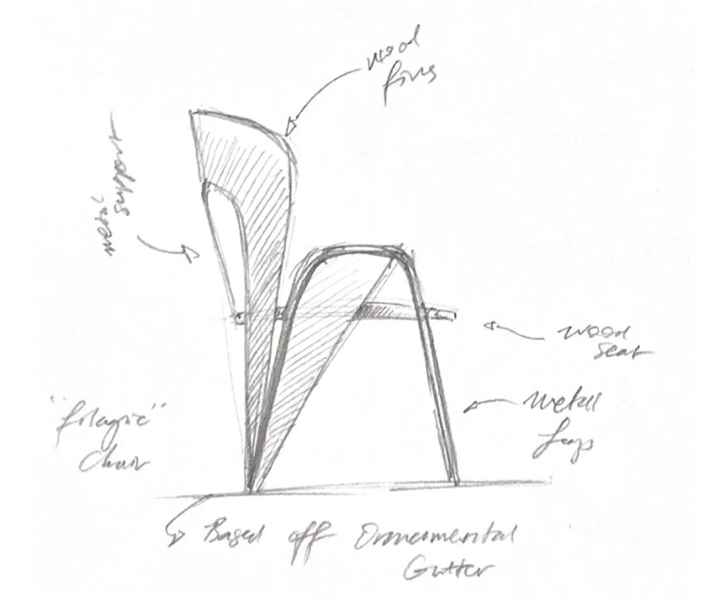 MET decorative gutter inspired Chair designed for MET x AbnerHenry by Calvin Mai